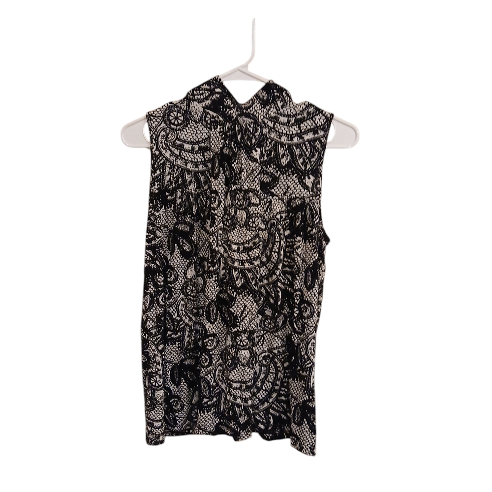 Calvin Klein Black and White Lace Pattern Tunic
